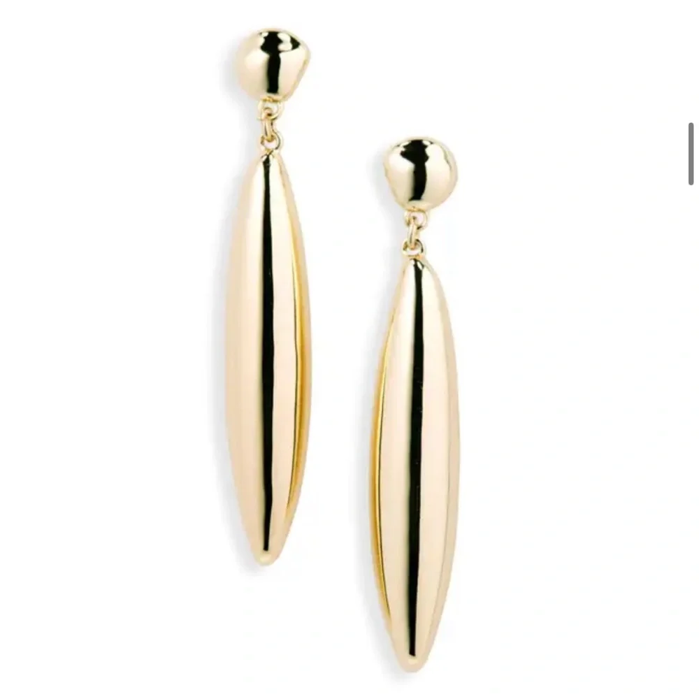 Nine West Gold Linear Teardrop Elegant Earrings
